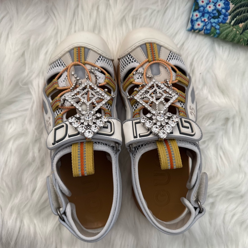 Gucci Tinsel Crystal Embellished sport sandals 37.5 - Picture 4 of 7